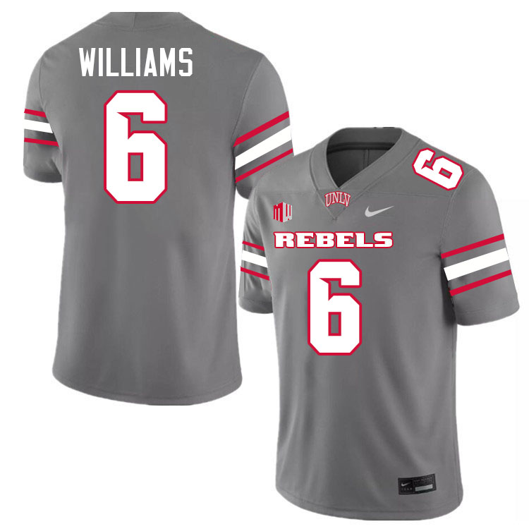 UNLV Rebels #6 Hajj-Malik Williams Jersey Football College Uniforms,Apparels-Grey